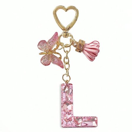26 bokstäver att välja mellan, rosa glänsande bokstavsnyckelring
