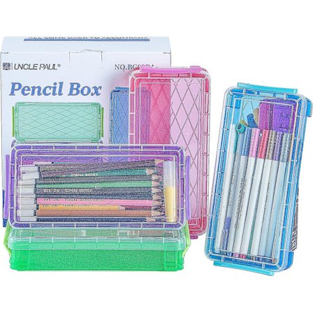 Pennlåda, 4-pack stapelbar case med stor kapacitet - Penselmålning Pennor Förvaringslåda - Kontorsmaterial Organizer Ritning