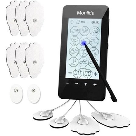 Monlida TENS Elektro-Stimulator med 12 Lägen och 2 Kanaler, Touchscreen-Manövrering