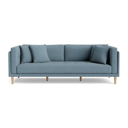 Cali 3-Sitzer-Sofa in Hygge Pastellblau, elegantes und leichtes Design, bequemes Polstermöbel für das Wohnzimmer, moderner Stil, 76cm Höhe.