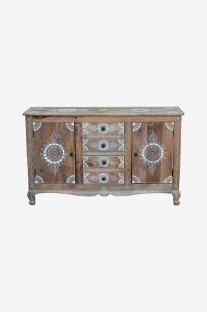 Loft24 - Skjenk med 2 dører og 4 skuffer Sharma - Brun - Skjenker & sideboards - Fra Homeroom