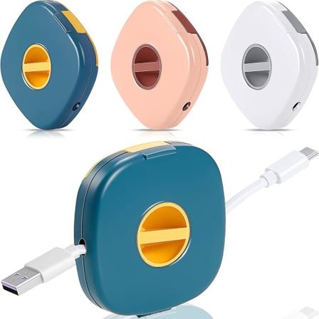 3 styks usb-kabeloptrækker Udvidbar opladerledningsholder Tom Kompakt telefonledningsarrangør Bærbar Alsidig optrækkelig kabelstyring, 3 farver