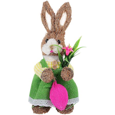Strå Kanin Dekorasjon Påskehare Skulptur Desktop Vevd Kanin Dekorasjon (27.00X10.00X10.00CM, Bilde 2)