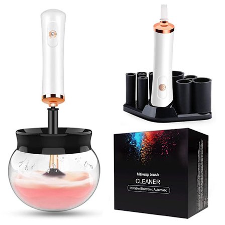 Automatisk sminkebørsterenser, med 8 størrelser gummikrage (Hvit)