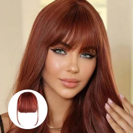 Clip-on pannelugg, ekte hår extensions - Fransk pannelugg, falsk pannelugg | Naturlig farge, stilige pannelugg extensions for et stilig utseende