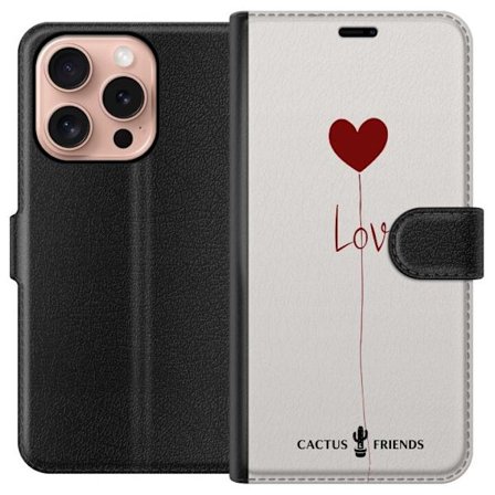 Yhteensopiva Lompakkokotelo Apple Apple iPhone 16 Pro Cactus and Friends - Love Balloon Minimal