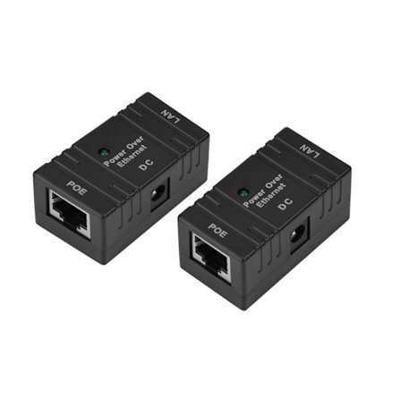 2 st RJ45 POE Strömförsörjningsmodul Injektor Ethernet Adapter för Nätverks IP-kamera Svart