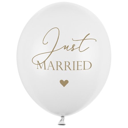 Balloner "Just Married" Hvid 6-pak