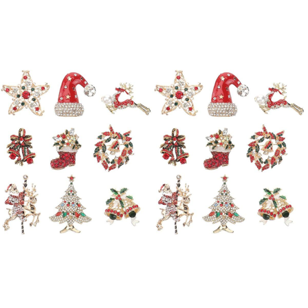 27 stk Delikat Julebroser Krystall Rhinestone Etikett Nål Smykker Tilbehør Gave Til Kvinner 18 pcs 9 PCS