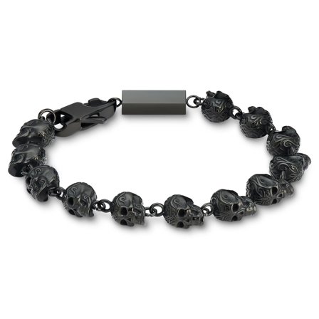 Rico | Bracciale con teschio in acciaio inossidabile nero per uomini - Bracciali in acciaio