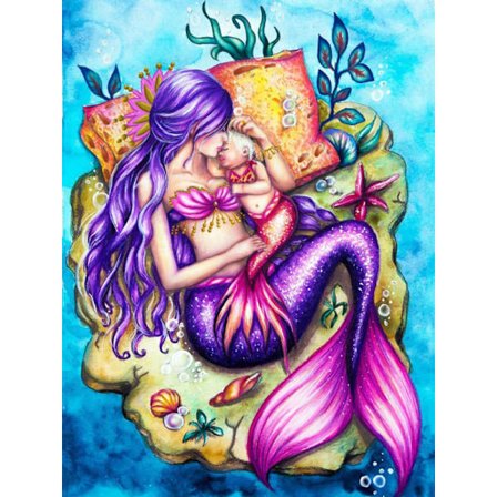 30 x 40 cm, havfrue Diamond Painting Diamond Broderi Maleri