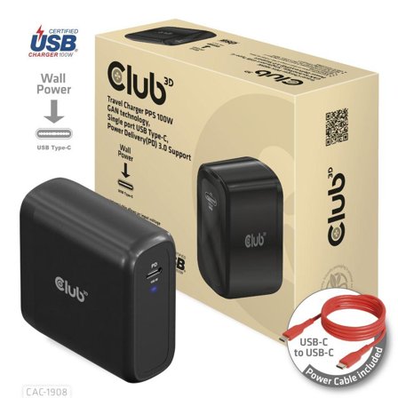 Club 3D Travel Charger 100 Watt Gan