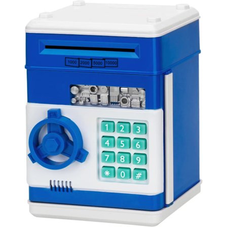 Sparebøsse kontantmyntboks (blå) bank for jenter gutter stor elektro
