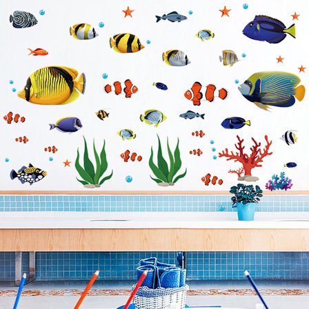 Tropiska fiskväggklistermärken Under the Sea Wall Sticker Wall Deco