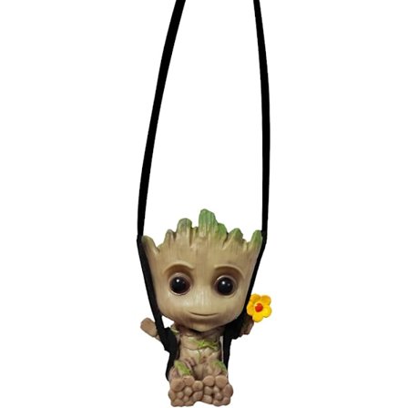 Svängande Groot-hartshänge i resin - Söt anime-accessoar att hänga i bilens interiör eller backspegel