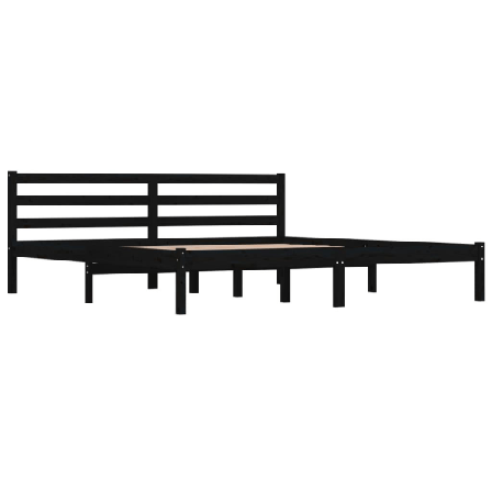 Vidaxl Sängram Massiv Furu 180x200 Cm Svart 6ft Svart