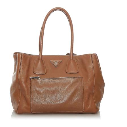 Prada Vintage, Pre-owned veal daino leather tote bag Bruin, Dames, Maat:ONE Size