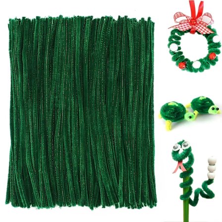 100 stk mørkegrønne piperensere, 6mm*30m chenilles stilker rør, chenille håndverk piprensere for DIY & rengjøring (dyp grønn)
