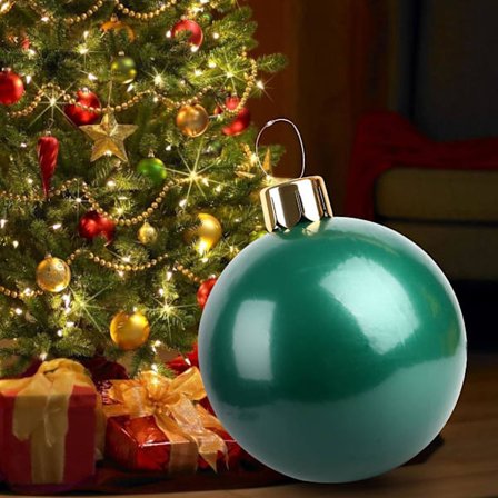 PVC Oppustelig Julekugle, Stor Udendørs Julekugle med Pumpe, Stor Udendørs Julekugle til Have, Balkon, Havepynt