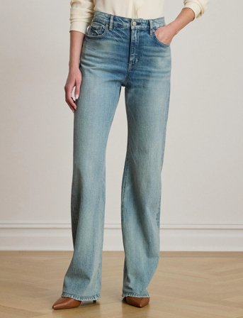 Lauren Ralph Lauren High-Rise Wide-Leg Jean - Blue - 40