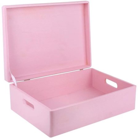 Træopbevaringsboks til at dekorere Pink - Creative Deco - XL - 40 x 30 x 14 cm - med låg og håndtag
