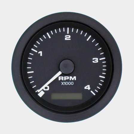 Drehzahl- & Betriebsstundenzähler für Dieselmotor Veethree Black Premier, beschlagfrei, LCD, Ø86 mm, 12 V, Generator, schwarz, 0 - 4000 rpm - Boot