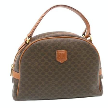 Celine Vintage, pre-owned Leather Canvas Handbag Bruin, Dames, Maat:ONE Size,leer