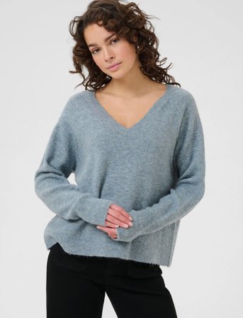 Kaffe Kaniel V-Neck Pullover - Blue - S