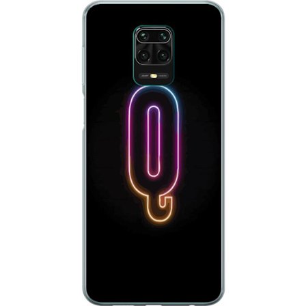Yhteensopiva Puhelinkuori Xiaomi Xiaomi Redmi Note 9 Pro Minimalistinen neonkirjain Q kirkkaissa väreissä tummaa taustaa vasten