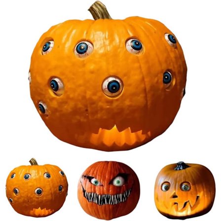 Skræmmende Halloween Græskar med Bevægelige Øjne, Græskar med Flere Øjne Halloween Dekorationer, Kunstig Halloween Græskar Dekoration