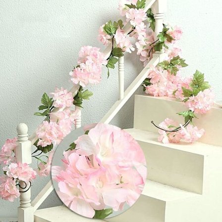Vaaleanpunainen - 2 kpl x 230 cm Tekokukka Sakura Riippuvat Köynnökset Garland