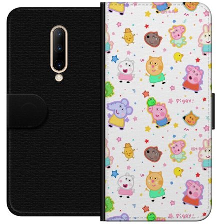 Kompatibel Tegnebogsetui til OnePlus 7 Pro Farverige tegneserie dyrekarakterer i en legende stil med stjerner og prikker på en lys baggrund