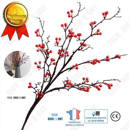 Konstgjord växt - TD - Bukett med röda bär - 110 cm - Inomhus- och utomhusdekoration - Realistisk