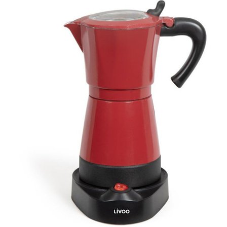 Elektrisk italiensk kaffebryggare - LIVOO - DOD117RC - 480 W - 300 ml - 6 koppar - Röd / Svart