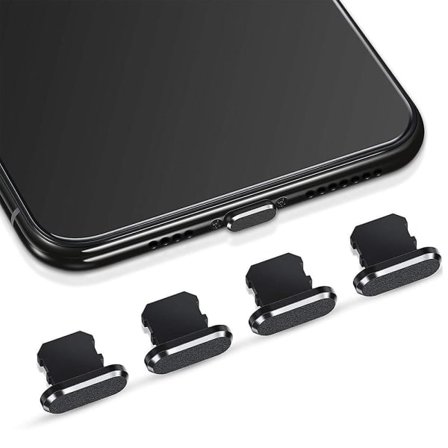 4 stk Anti-støvplugger iPhone 12-serien USB - deksel Svart 4 stk