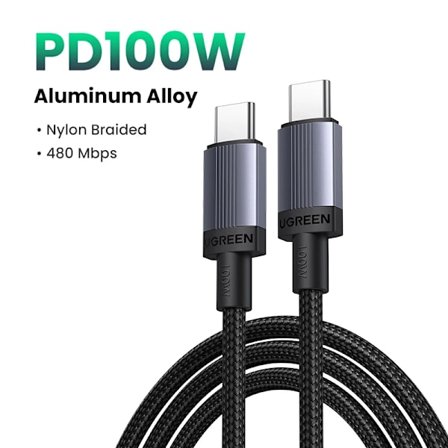 UGREEN 100W USB Type C till USB C-kabel för Macbook iPad Samsung Xiaomi PD Snabbladdningskabel 5A E-Marker Chip Snabb USB C