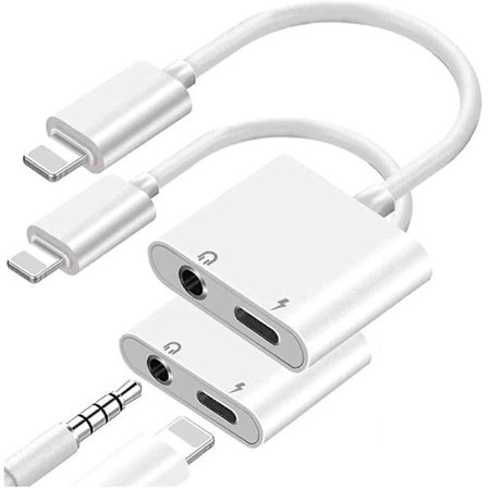 2-pakning Lightning til 3,5 mm hodetelefonkontaktadapter for iPhone Apple Mfi-sertifisert 2 i 1 lader og Aux lydsplitteradapter