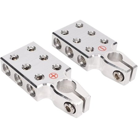 Batteripolskopplingar Positiv och Negativ Batteri Toppstolpsklämmor (silver) (2 st)