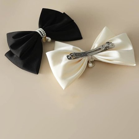 2 st Hårclips med fast rosett, eleganta hårklämmor, vita
