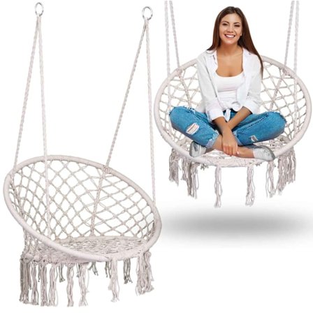 Hængende Havelænestol Gynge BOHO Beige