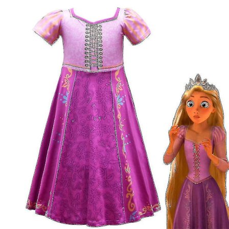 Rapunzel-kostume til piger Festlige smarte prinsessekjoler med korte ærmer A