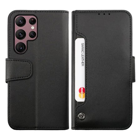 Samsung Galaxy S23 Ultra Plånboksfodral Extra Kortfack Rvelon - Svart