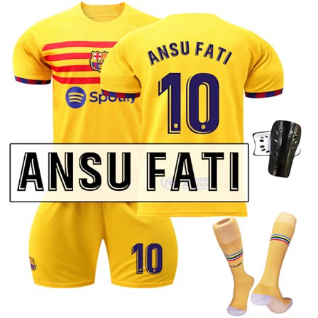 Barcelona 2022-23 tredje borte drakt gul nr. 9 Lewandowski 6 Gavi fotballdrakt Catalonia-elementer