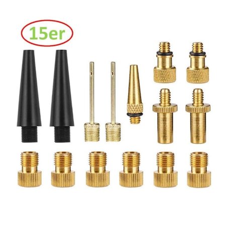 Polkupyörän pumpun adapteri [15 kpl], polkupyörän venttiiliadapteri pallopumpun neula-adapteri ja kartiomaiset ilmatäytteiset suuttimet, polkupyörän 