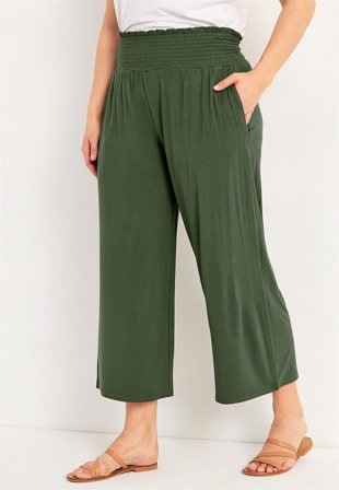 Cellbes of Sweden - Mjuk trikåbyxa med smockad resårmidja Liv - khakigrön - för damer - 46/48