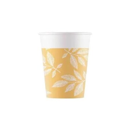 Pappersmuggar med blommande orangea blad, 8 st, 200 ml