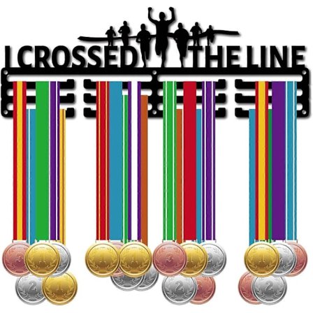 Løbemedaljeophæng Sportsmedaljeholder Over 60+ Medaljer Præmie Jernstativ Vægmontering Hængende Indretning til Løber Maraton Atlet Medaljevinder Sort 