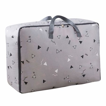 Opbevaringspose til sengetøj, sammenfoldelig tøjopbevaring, flyttepose, hjemmeopbevaring til dyner, puder, tæpper (mørkeblå) Grå M