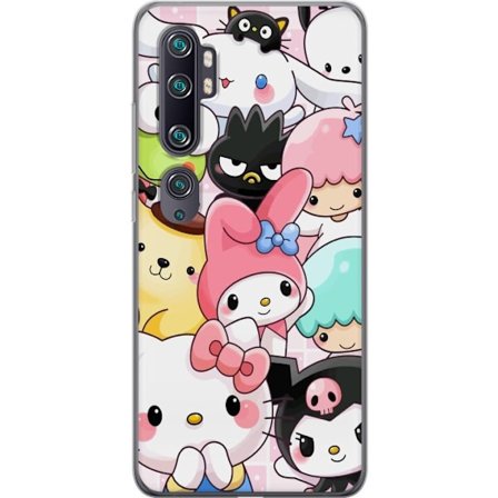 Kompatibelt Mobildeksel til Xiaomi Mi Note 10 Tett mønster av søte figurer med store øyne i ulike farger og uttrykk med LABUBU-tekst