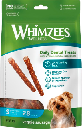 Whimzees - Grønnsakspølse brun liten - Hund - Hundegodbiter & tyggebein - Dental tyggebein & tanntyggebein - ZOO.no